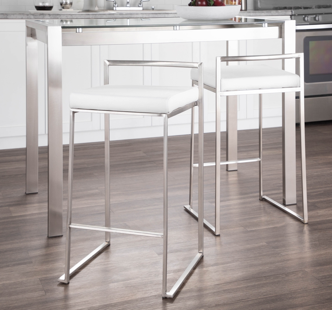 Birdlake IX White Counter Height Stool, Set of 3 - Thumbnail - Image 2