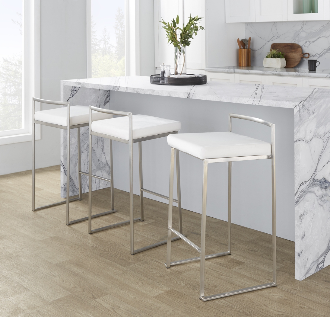 Birdlake IX White Counter Height Stool, Set of 3 - Thumbnail - Image 5