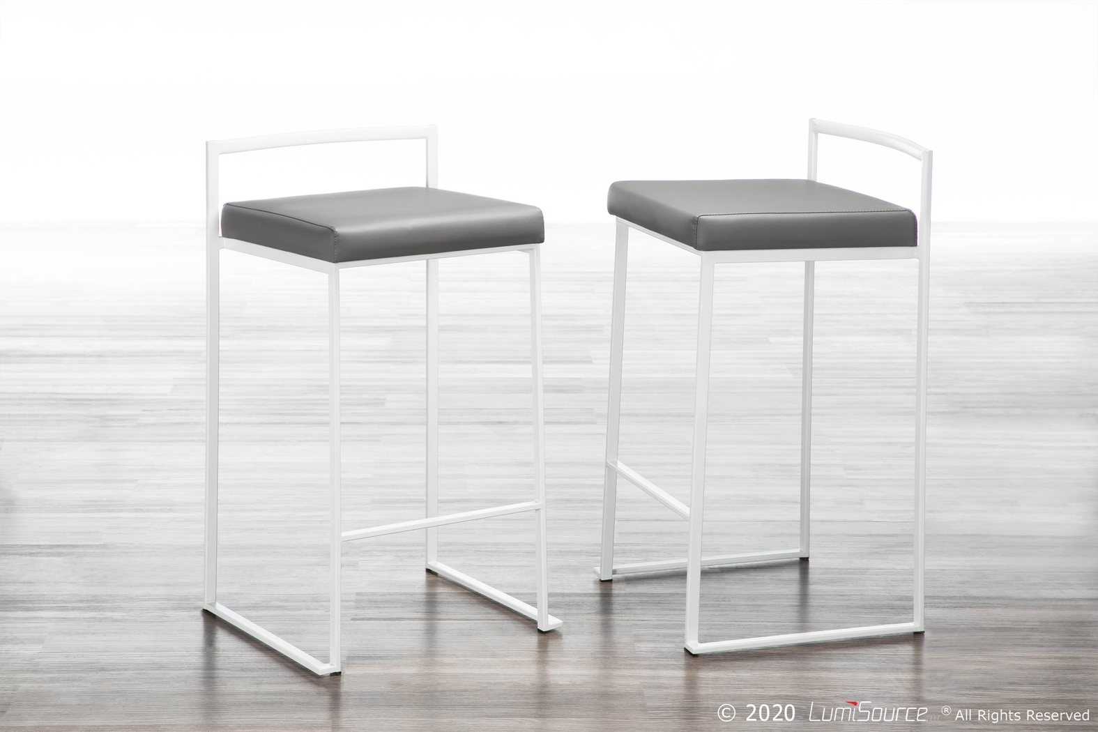 Birdlake V Gray Counter Height Stool, Set of 3 - Thumbnail - Image 2