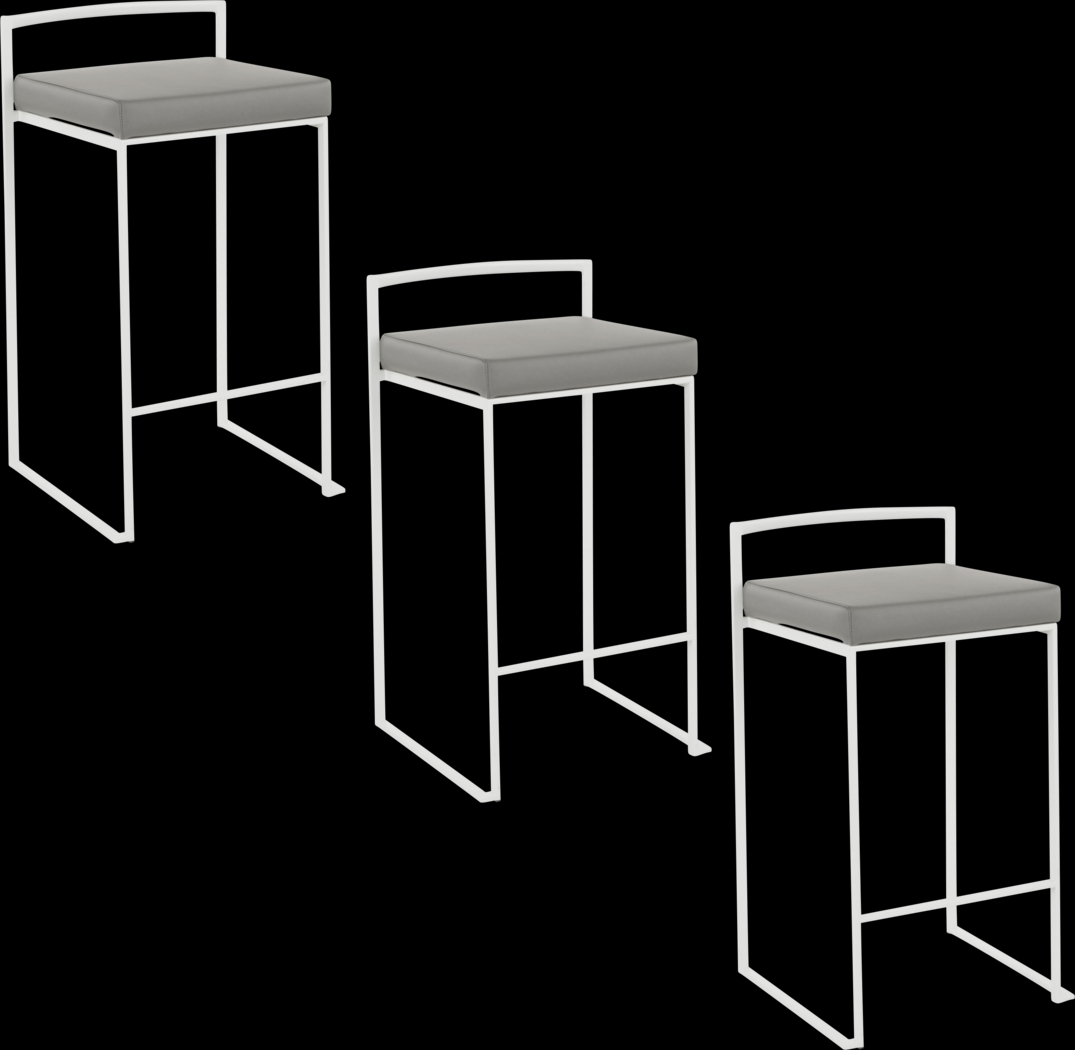 Birdlake V Gray Counter Height Stool, Set of 3 - Thumbnail - Image 1