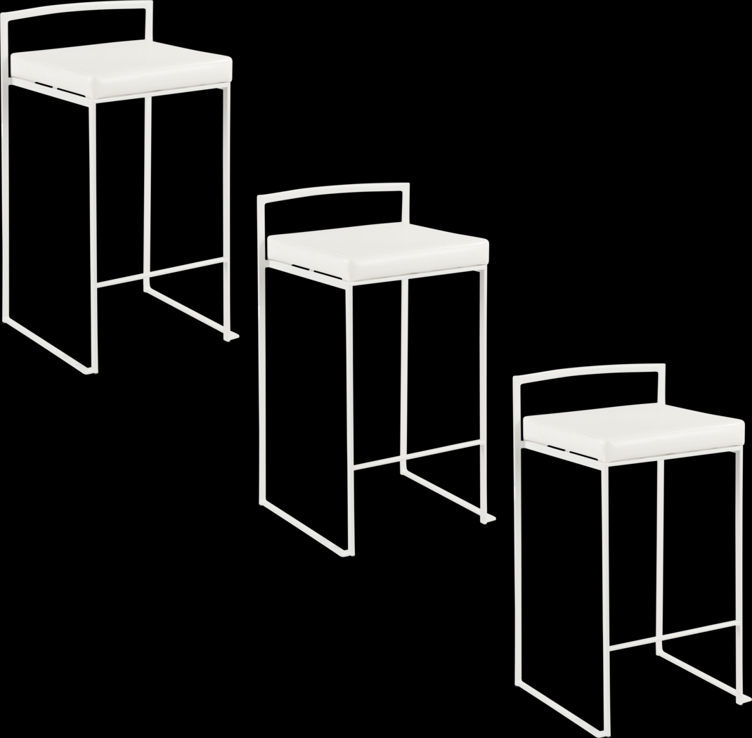 Birdlake V White Counter Height Stool, Set of 3 - Thumbnail - Image 1