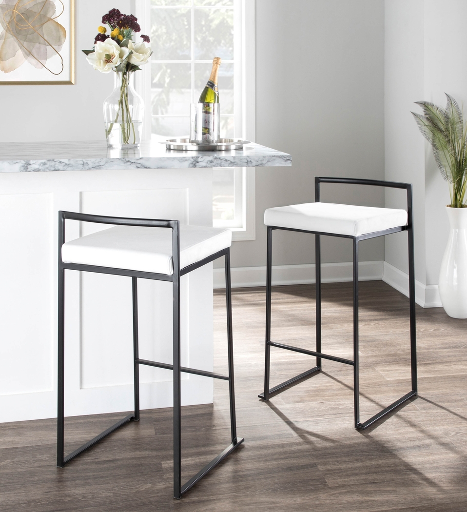 Birdlake VII White Counter Height Stool, Set of 3 - Thumbnail - Image 2