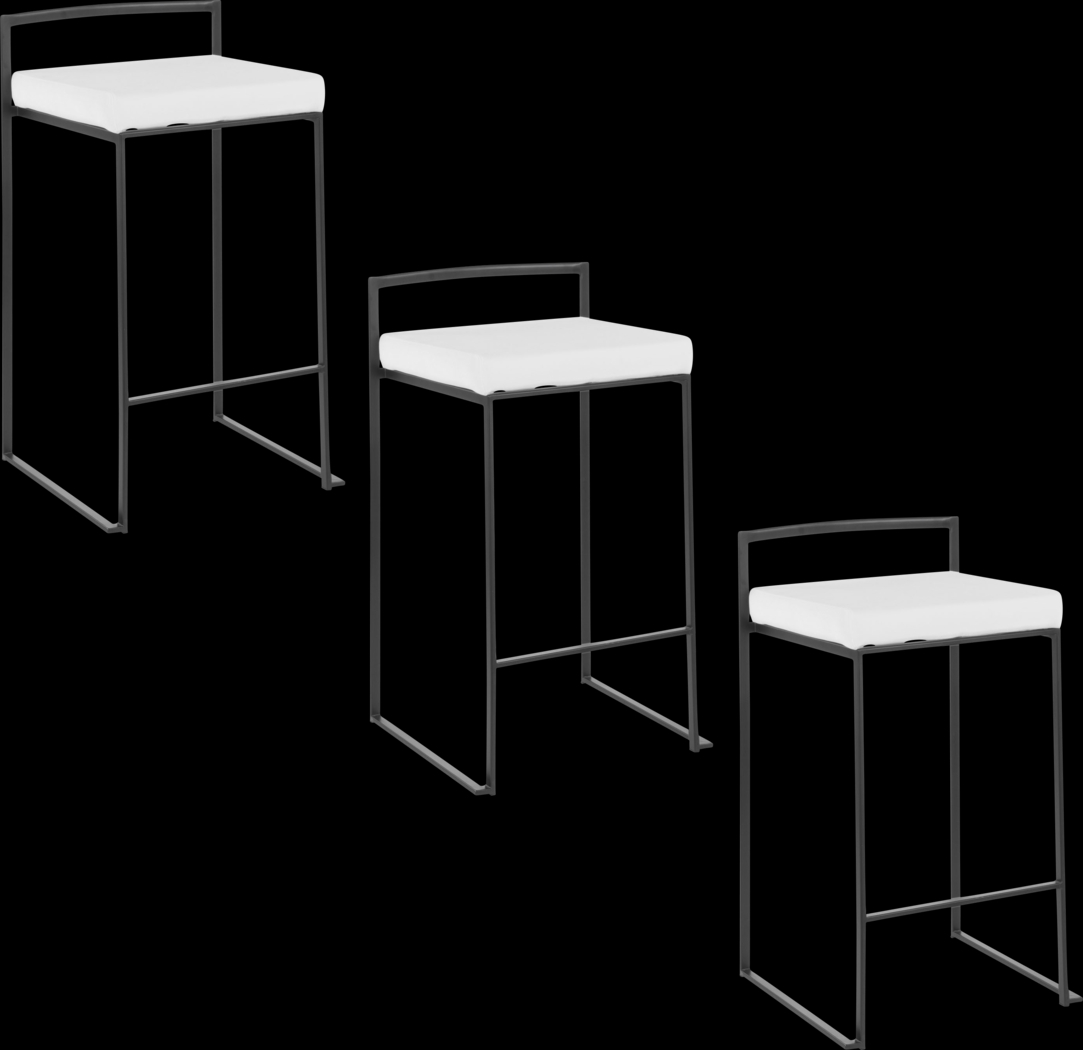 Birdlake VII White Counter Height Stool, Set of 3 - Thumbnail - Image 1