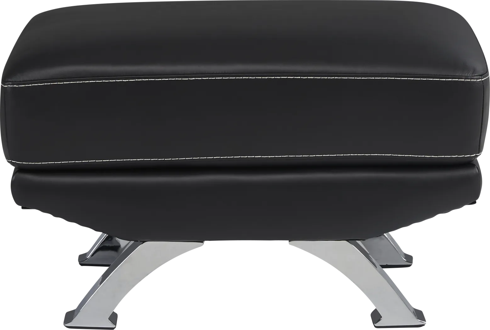 Zamora Black Leather Ottoman - Image 2