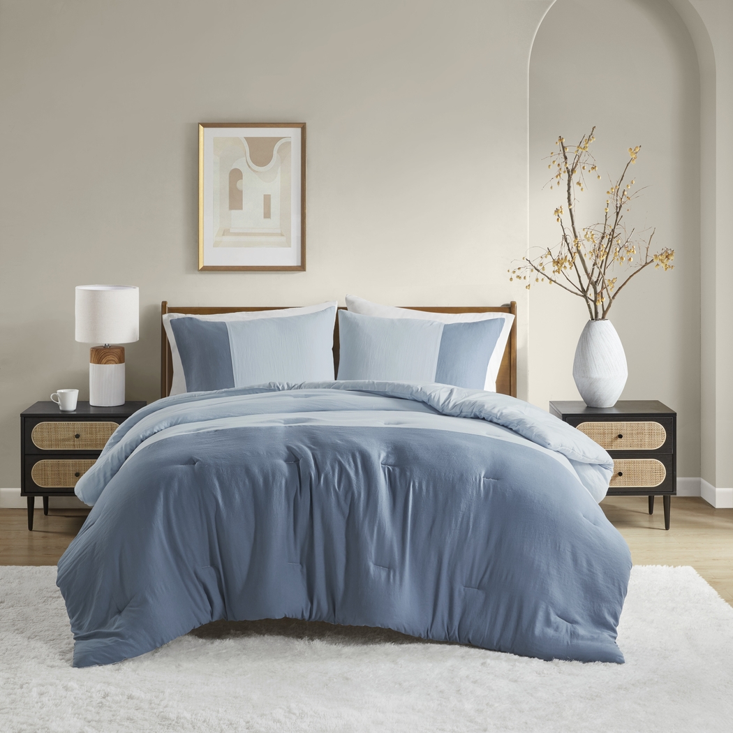 Blackthornea Blue Full/Queen 3 Pc Comforter Set - Thumbnail - Image 1