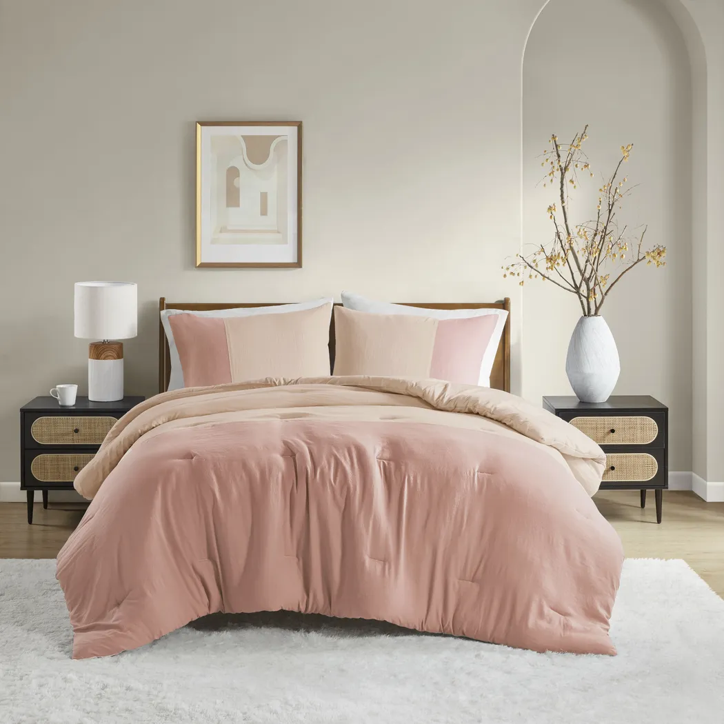 Blackthornea Pink King/California King 3 Pc Comforter Set - Thumbnail - Image 1