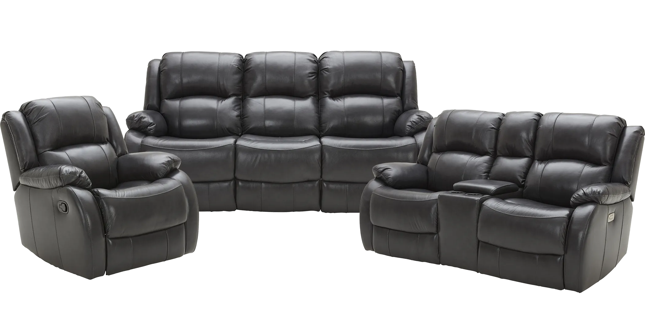 Blaineville Black Leather 3 Pc Dual Power Reclining Living Room - Thumbnail - Image 1