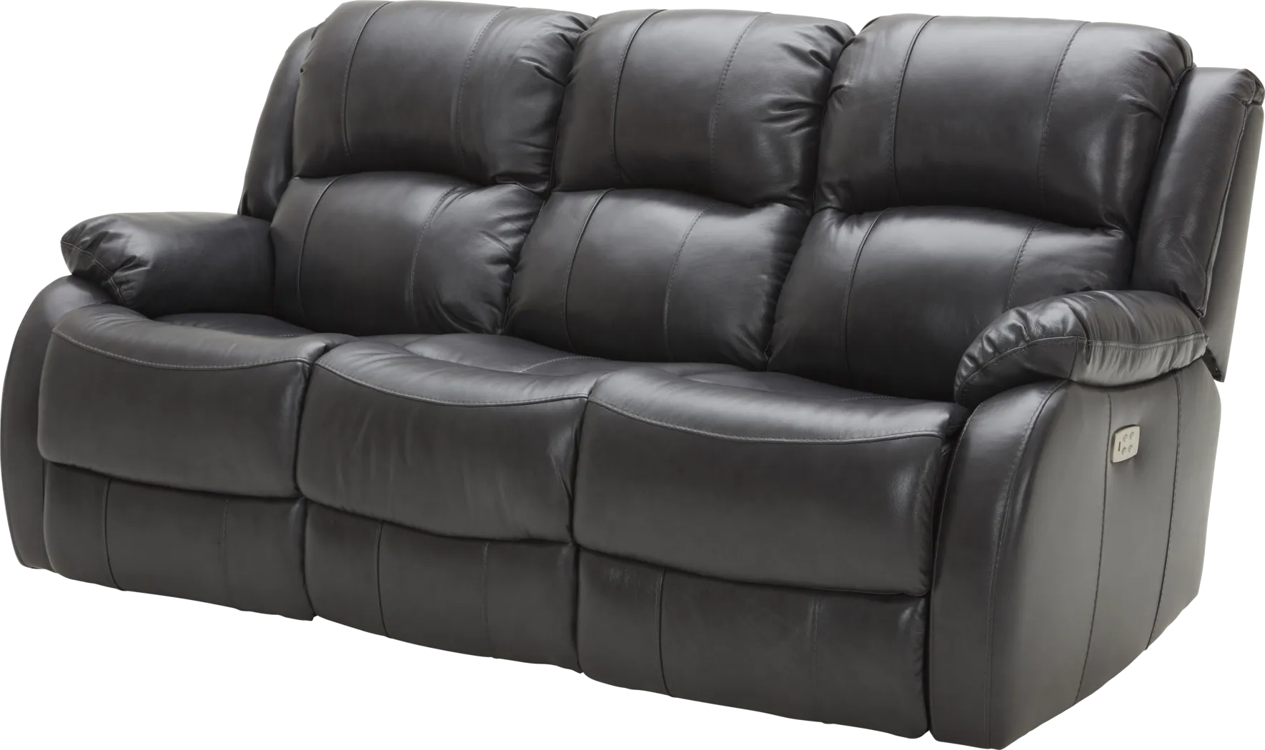 Blaineville Black Leather Dual Power Reclining Sofa - Thumbnail - Image 2