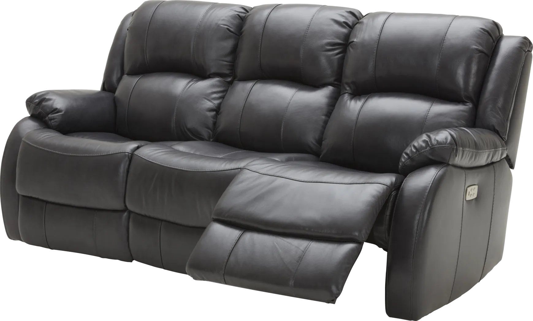 Blaineville Black Leather Dual Power Reclining Sofa - Thumbnail - Image 4