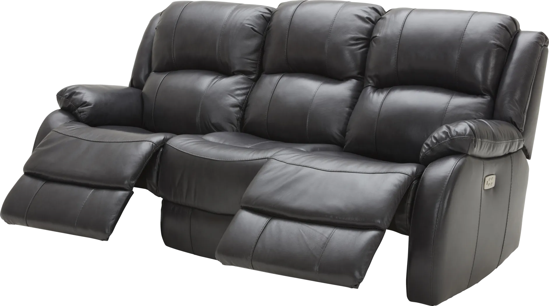 Blaineville Black Leather Dual Power Reclining Sofa - Thumbnail - Image 5