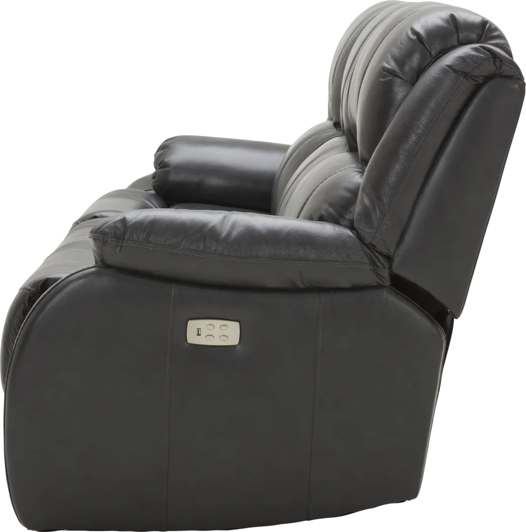 Blaineville Black Leather Dual Power Reclining Sofa - Thumbnail - Image 7