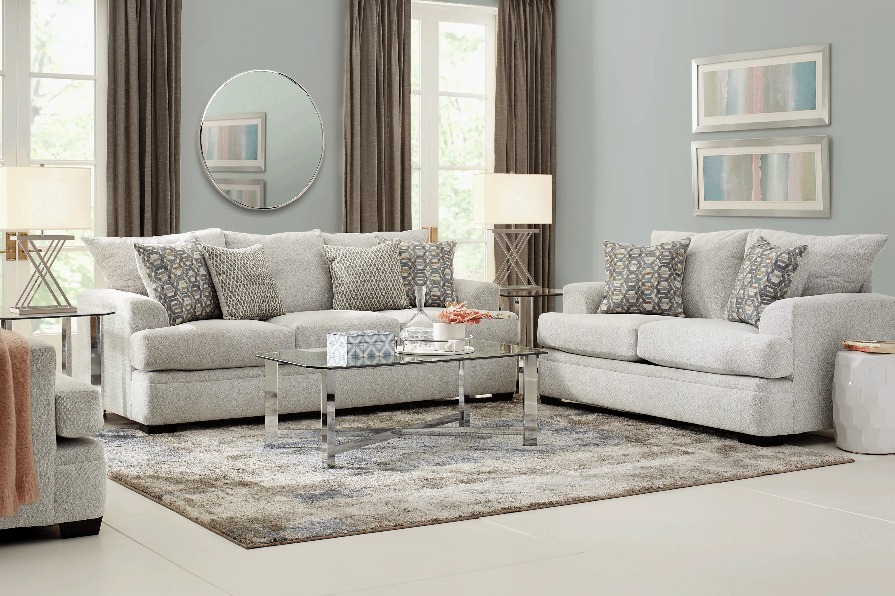 Blair Park Beige 7 Pc Living Room with Sleeper Sofa - Thumbnail - Image 1