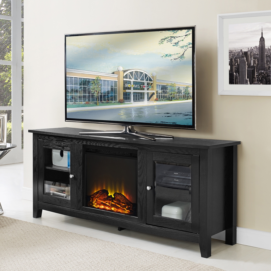 Blaize Black 58 in. Console with Electric Fireplace - Thumbnail - Image 3
