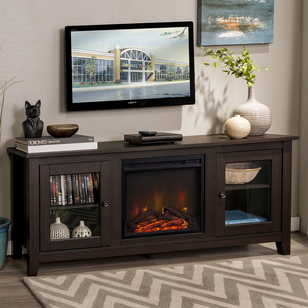 Blaize Espresso 58 in. Console with Electric Fireplace - Thumbnail - Image 3