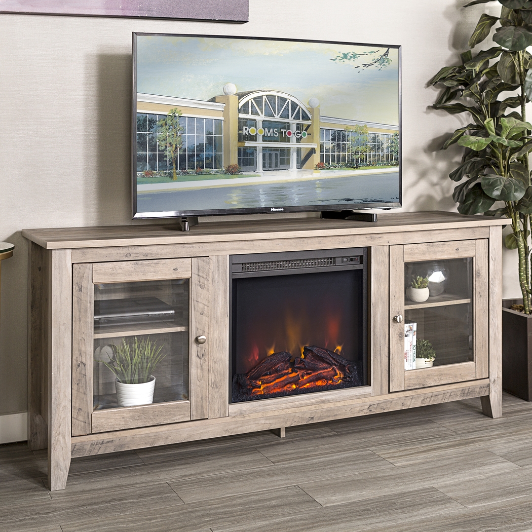 Blaize Gray 58 in. Console with Electric Fireplace - Thumbnail - Image 2