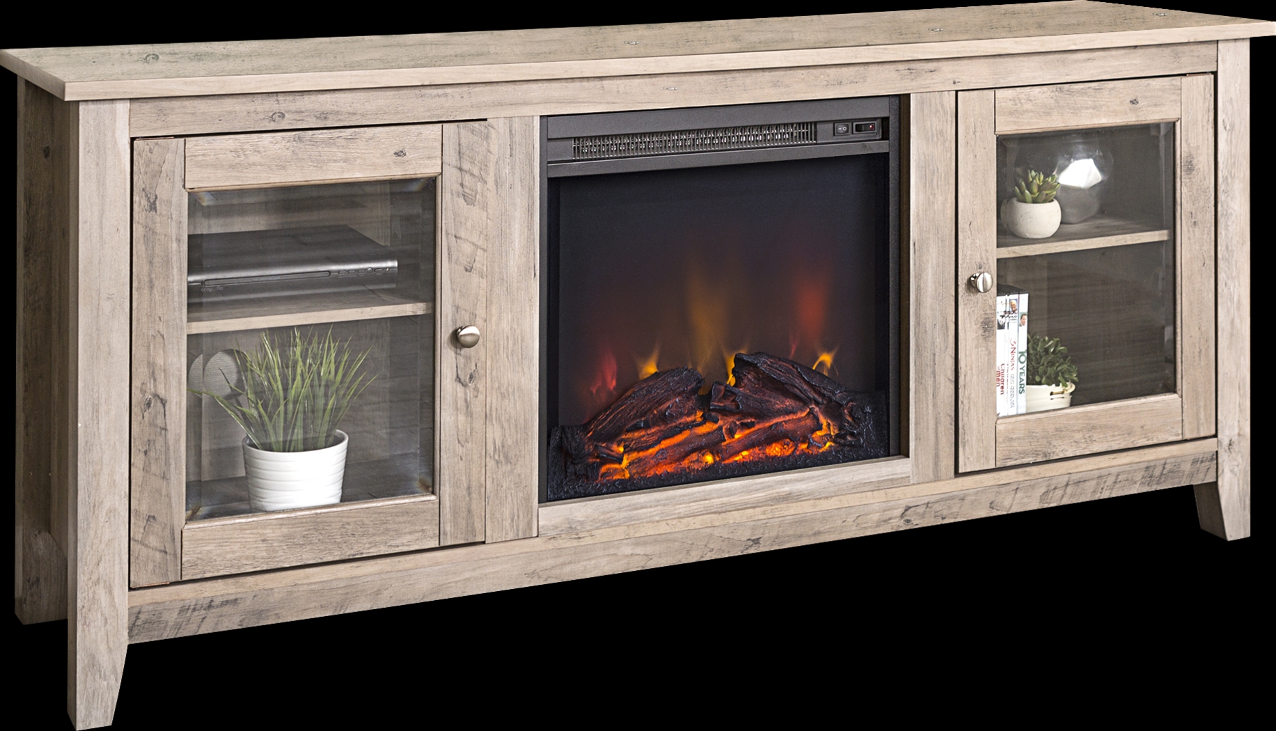 Blaize Gray 58 in. Console with Electric Fireplace - Thumbnail - Image 1