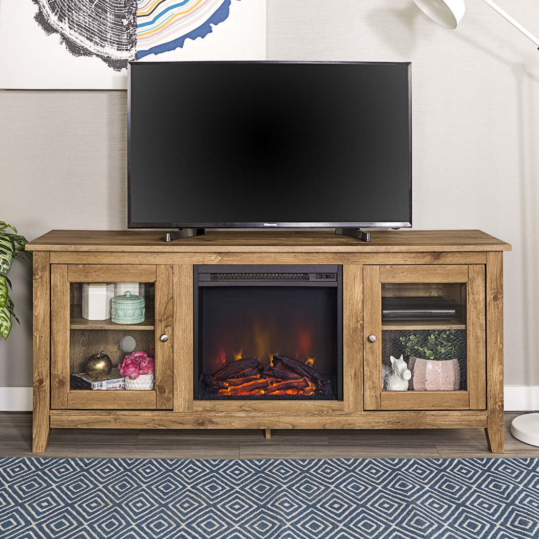 Blaize Natural 58 in. Console with Electric Fireplace - Thumbnail - Image 3