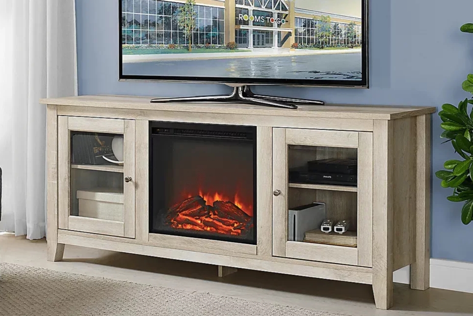 Blaize White 58 in. Console with Electric Fireplace - Thumbnail - Image 3