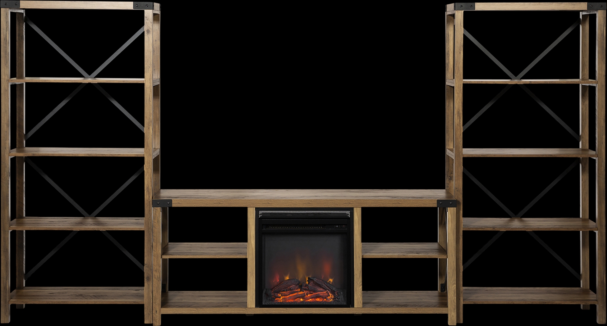 Blakewood Brown 60 in. Console, With Electric Fireplace - Thumbnail - Image 2