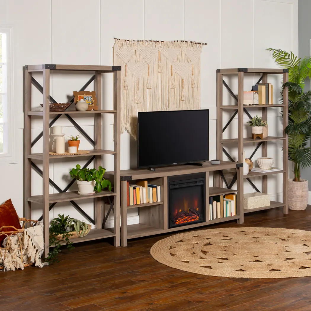 Blakewood Gray 60 in. Console, With Electric Fireplace - Thumbnail - Image 4