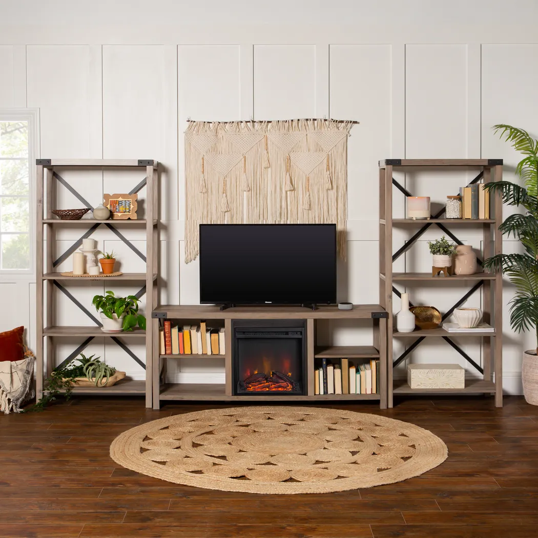 Blakewood Gray 60 in. Console, With Electric Fireplace - Thumbnail - Image 5