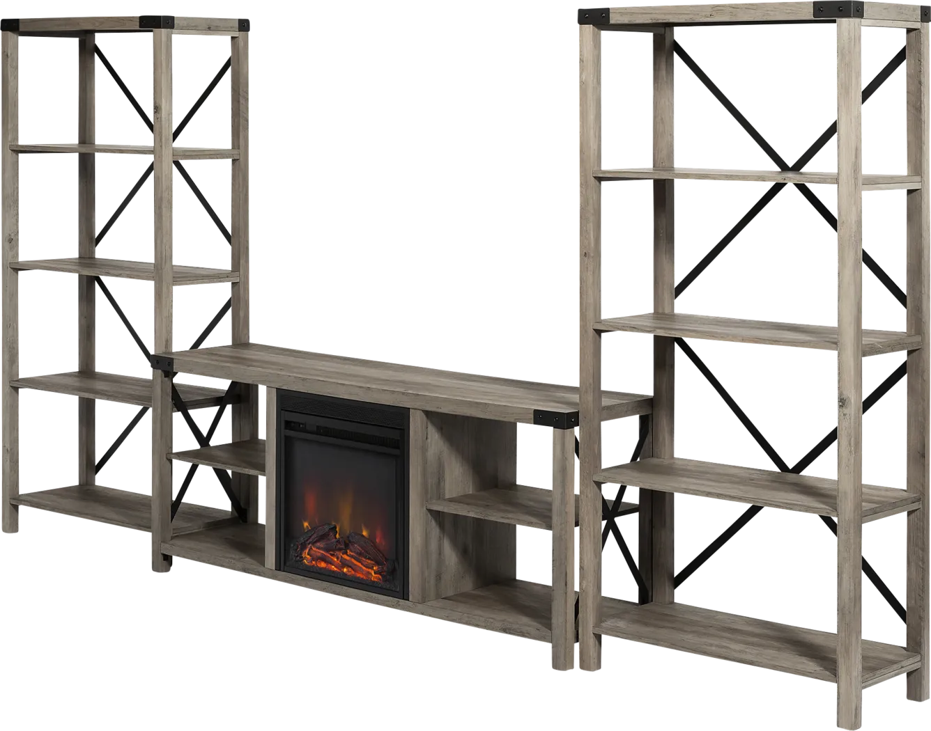 Blakewood Gray 60 in. Console, With Electric Fireplace - Thumbnail - Image 1