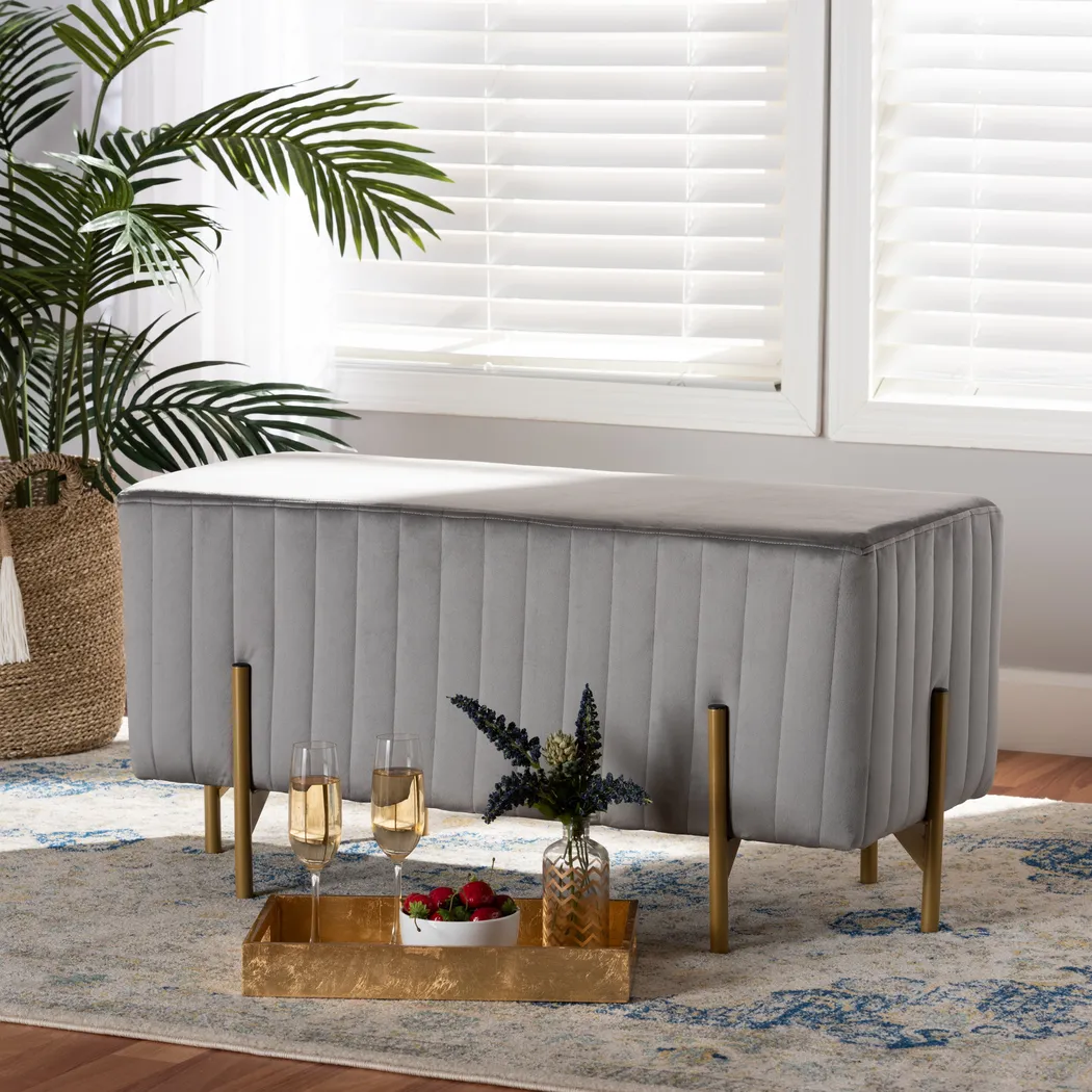 Blanning Gray Ottoman - Thumbnail - Image 5
