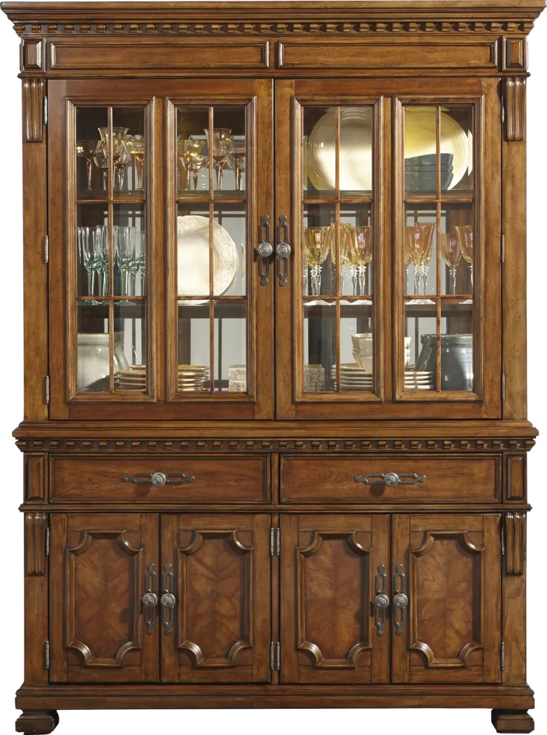 Bleecker Street Cherry 2 Pc China Cabinet - Thumbnail - Image 1