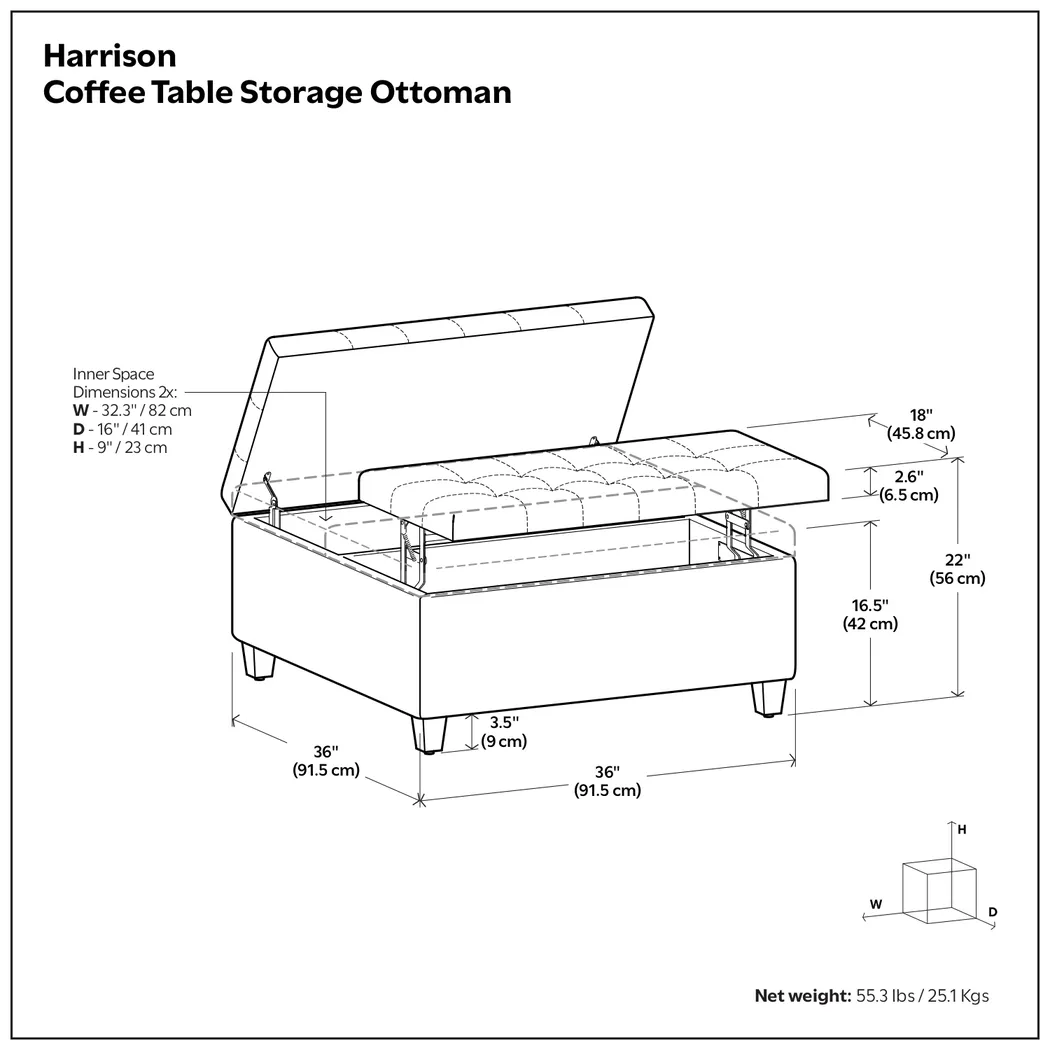 Blevins Dark Brown Storage Ottoman - Thumbnail - Image 2