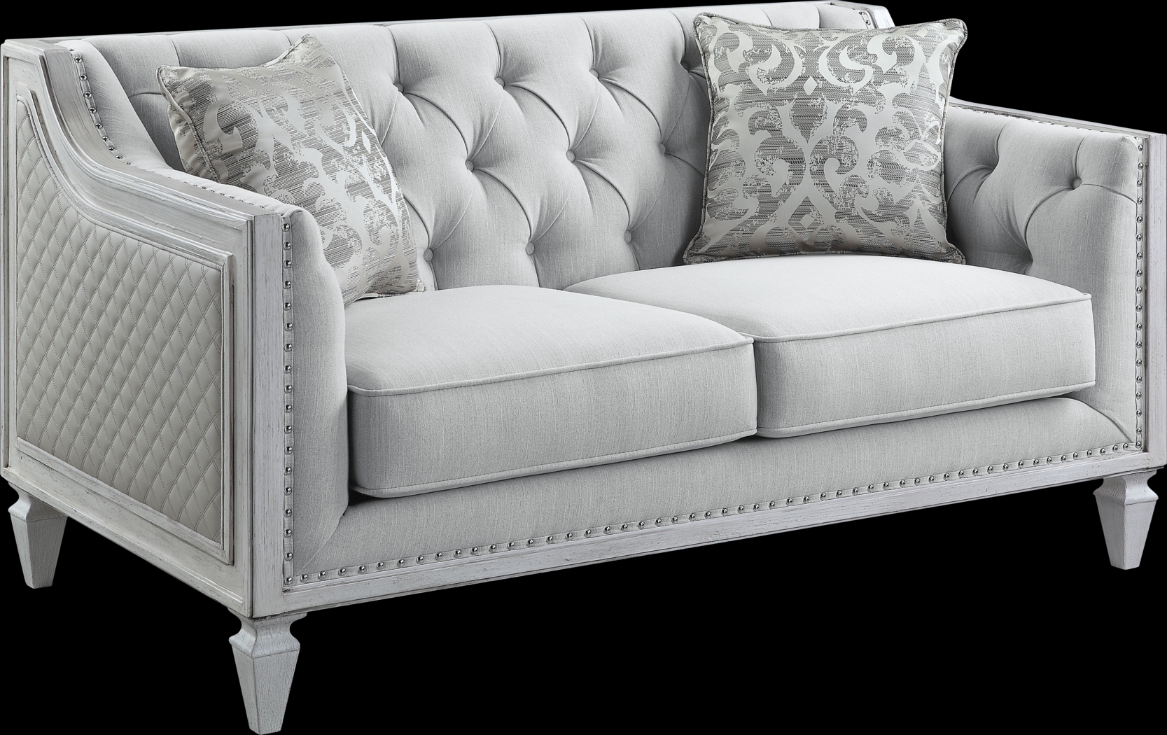 Blinn Light Gray Loveseat with Two Pillows - Thumbnail - Image 1
