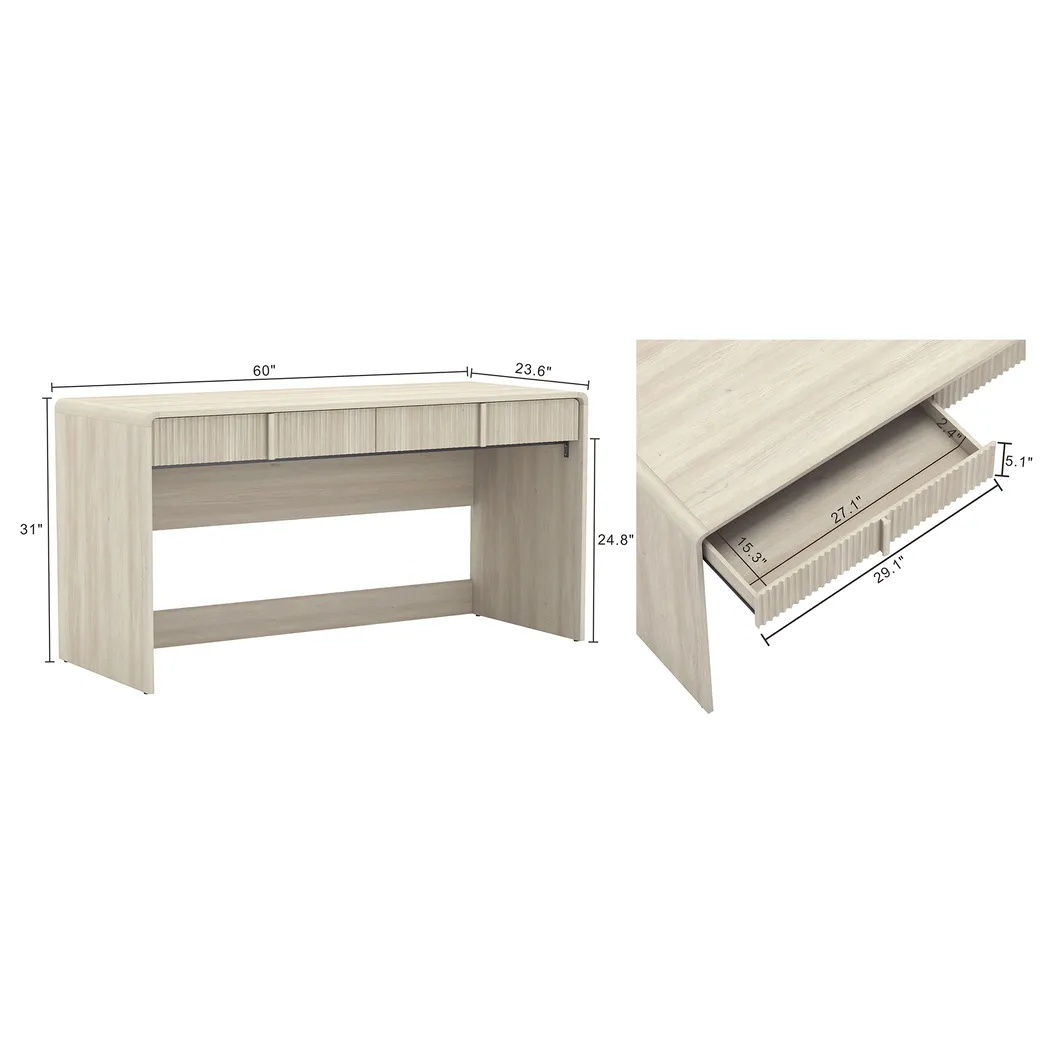 Bliwu Washed White Writing Desk - Thumbnail - Image 4
