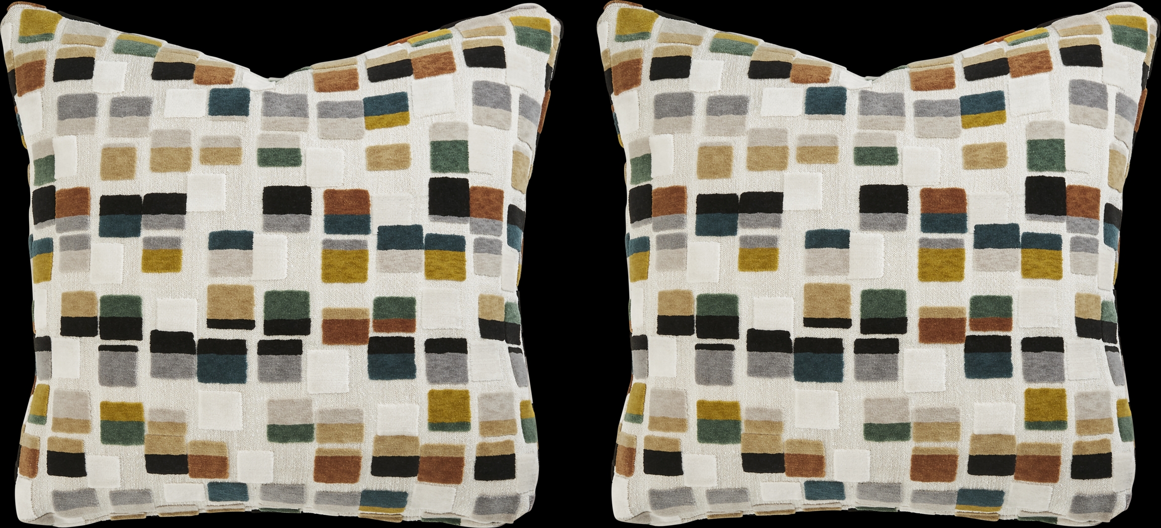 Blocks Olive Pillow, Set of Two - Thumbnail - Image 1