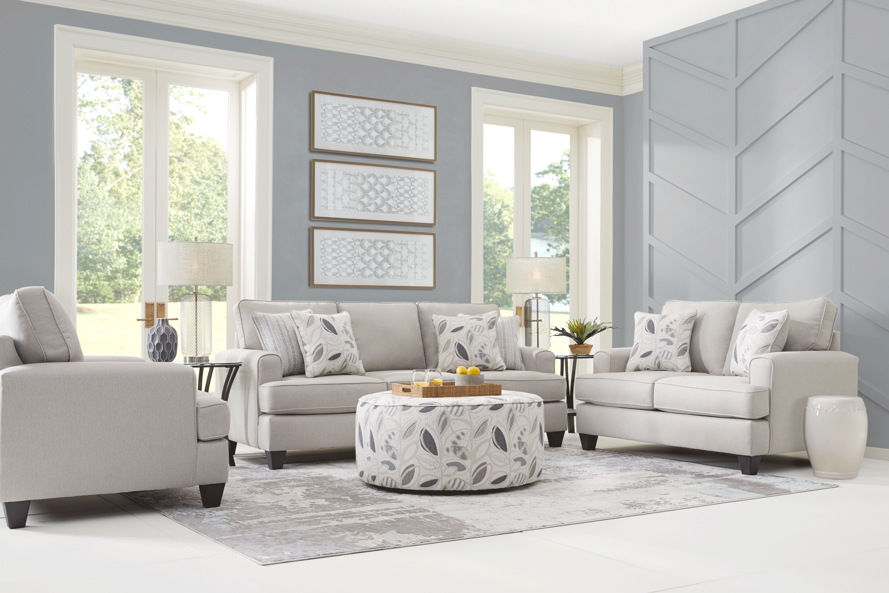 Blooming Grove Oatmeal 3 Pc Living Room - Thumbnail - Image 1