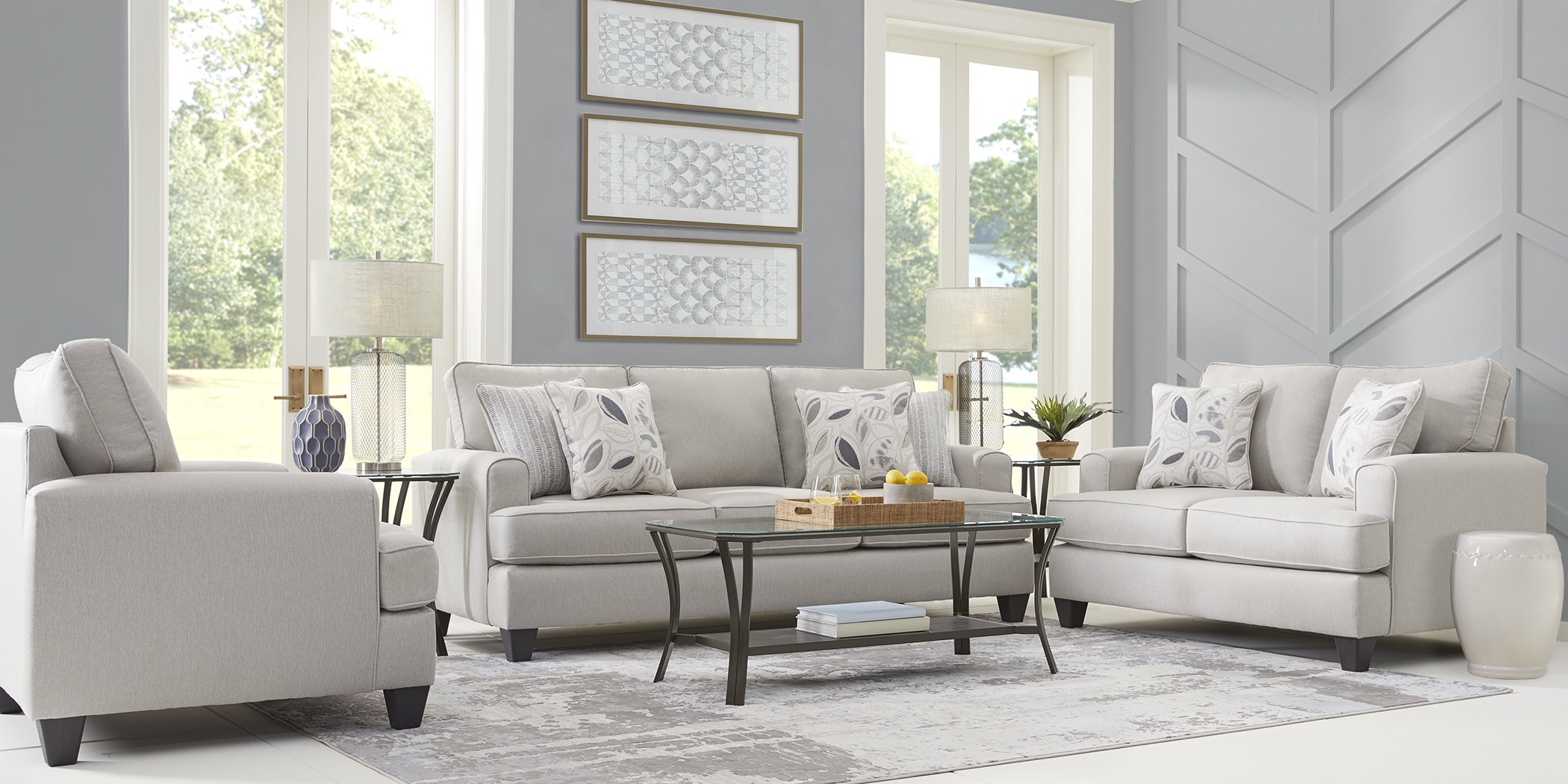 Blooming Grove Oatmeal 5 Pc Living Room - Thumbnail - Image 1