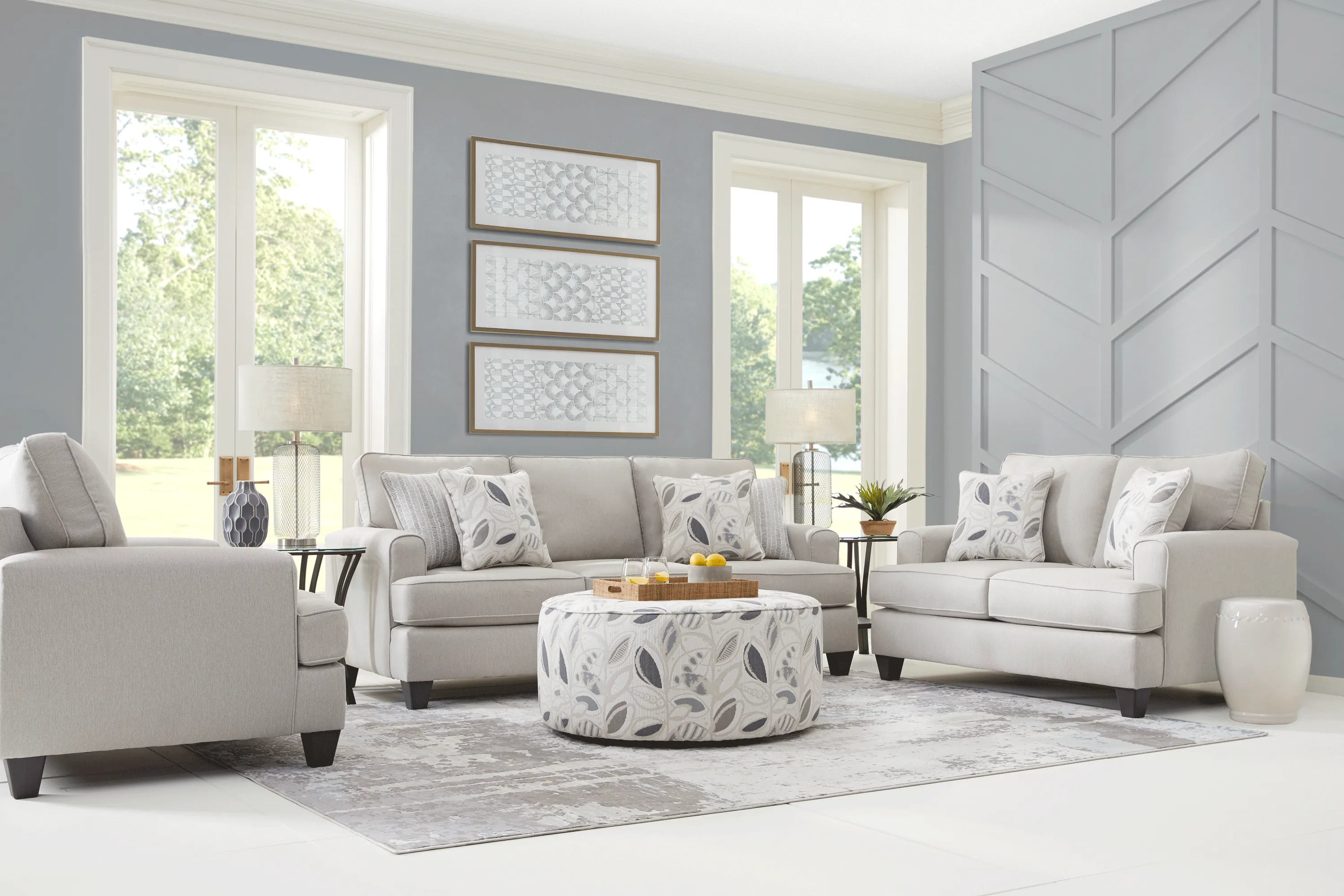 Blooming Grove Oatmeal 7 Pc Living Room - Thumbnail - Image 1