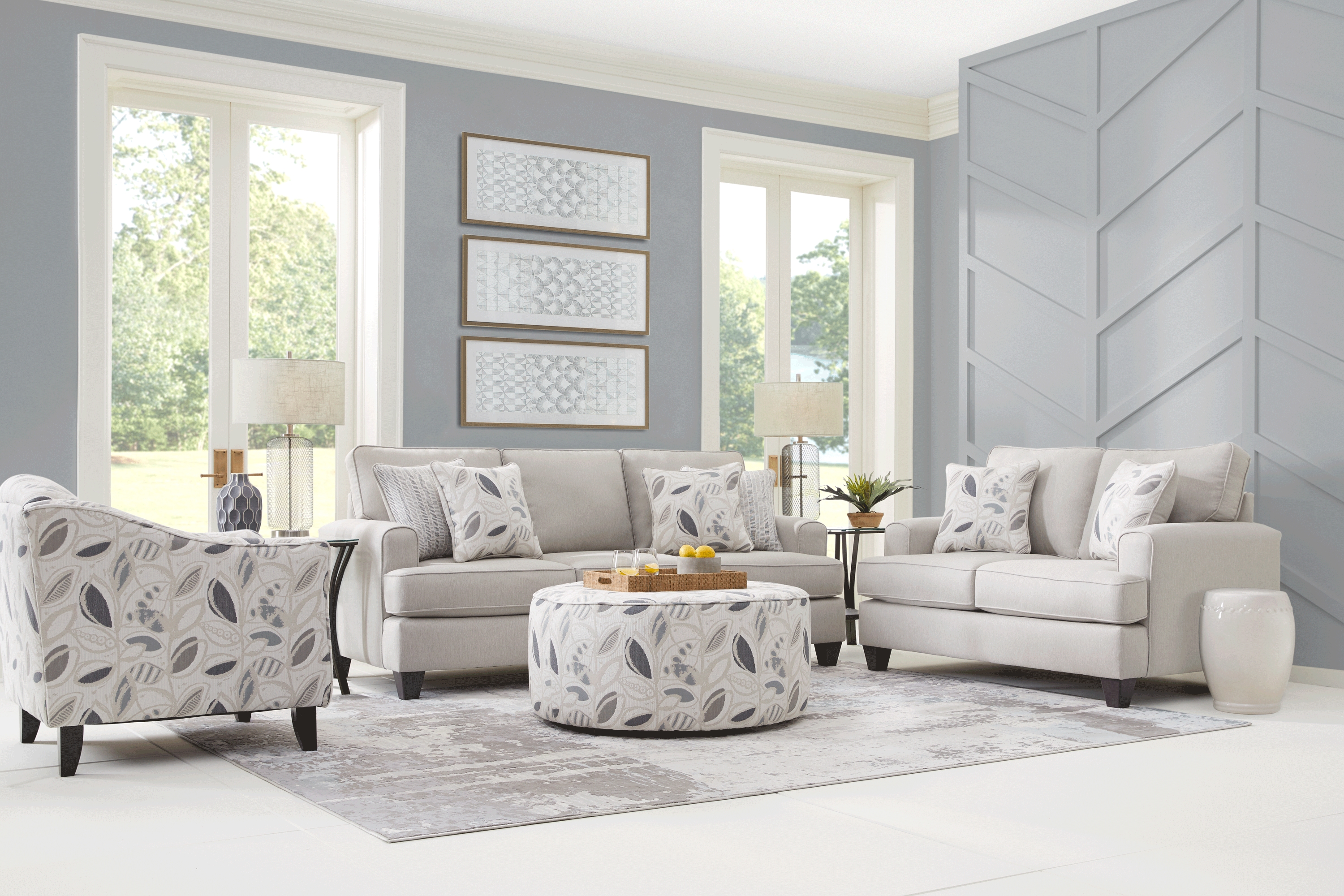 Blooming Grove Oatmeal 8 Pc Living Room - Thumbnail - Image 1