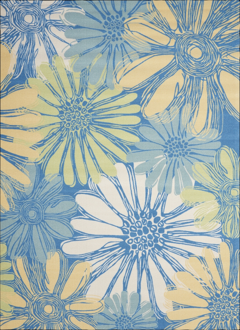 Bloomwood Blue 7'9 x 10'10 Indoor/Outdoor Rug - Thumbnail - Image 1