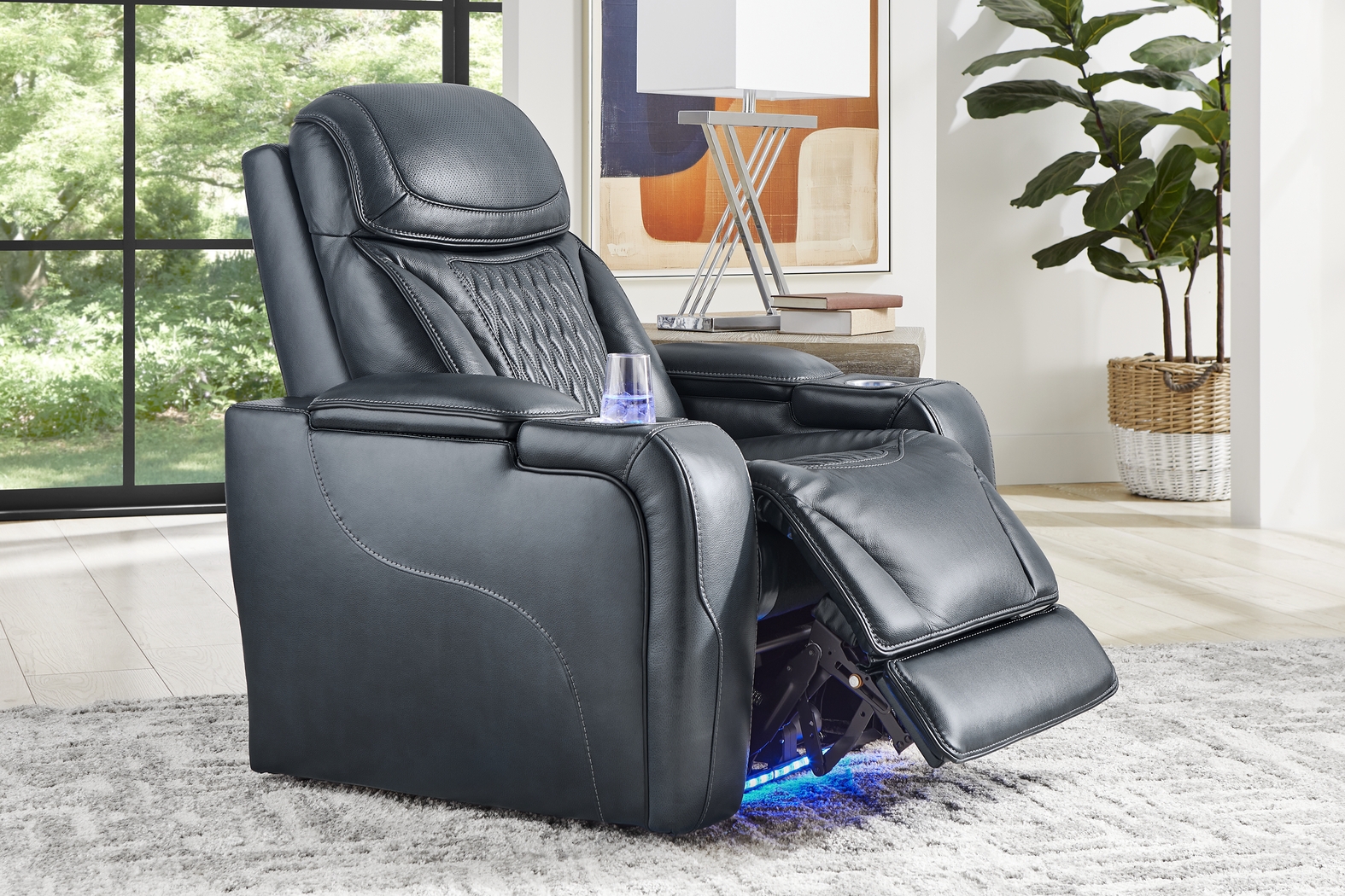 Blue Leather Sound Tech by Shaq Recliner To Go - Thumbnail - Image 4