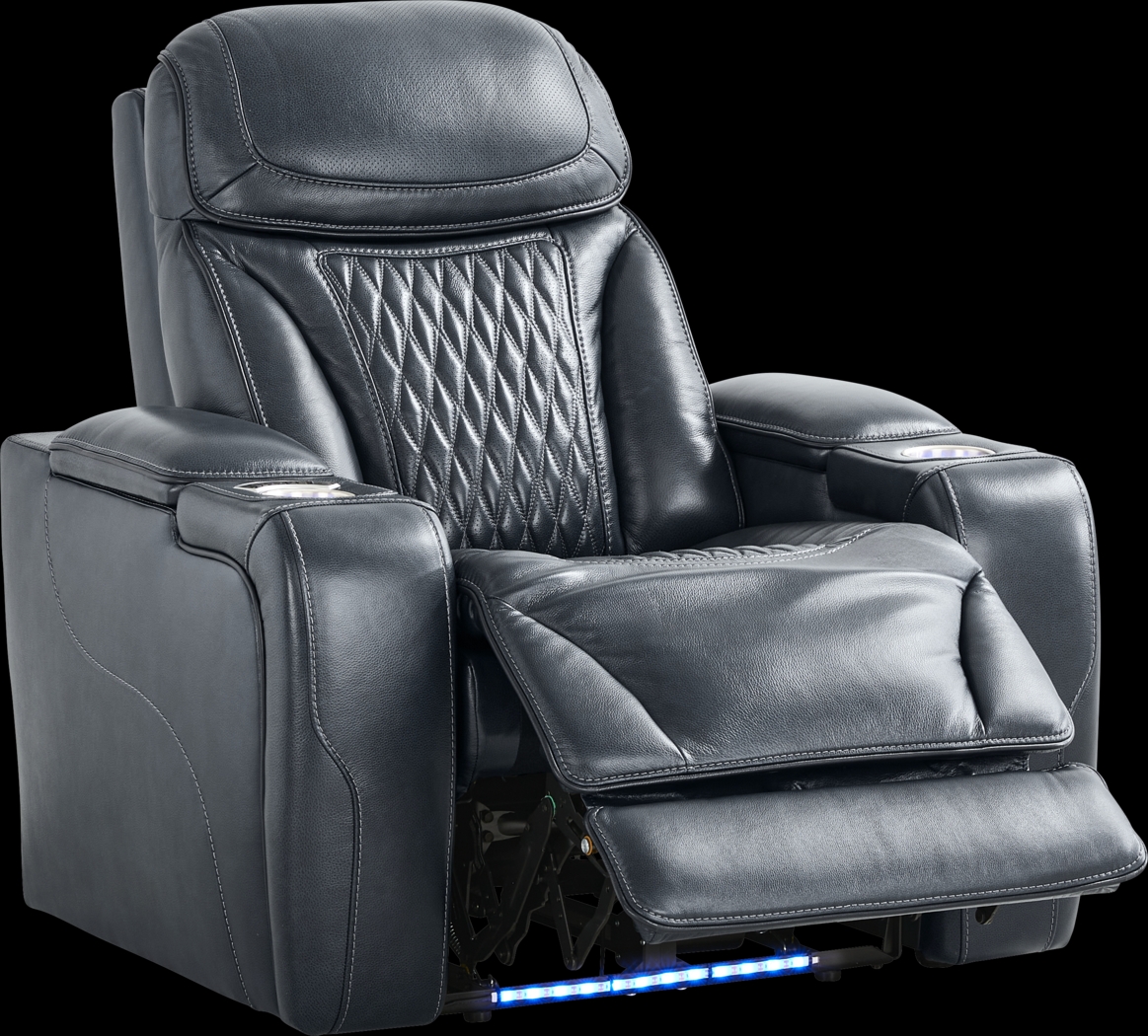 Blue Leather Sound Tech by Shaq Recliner To Go - Thumbnail - Image 1