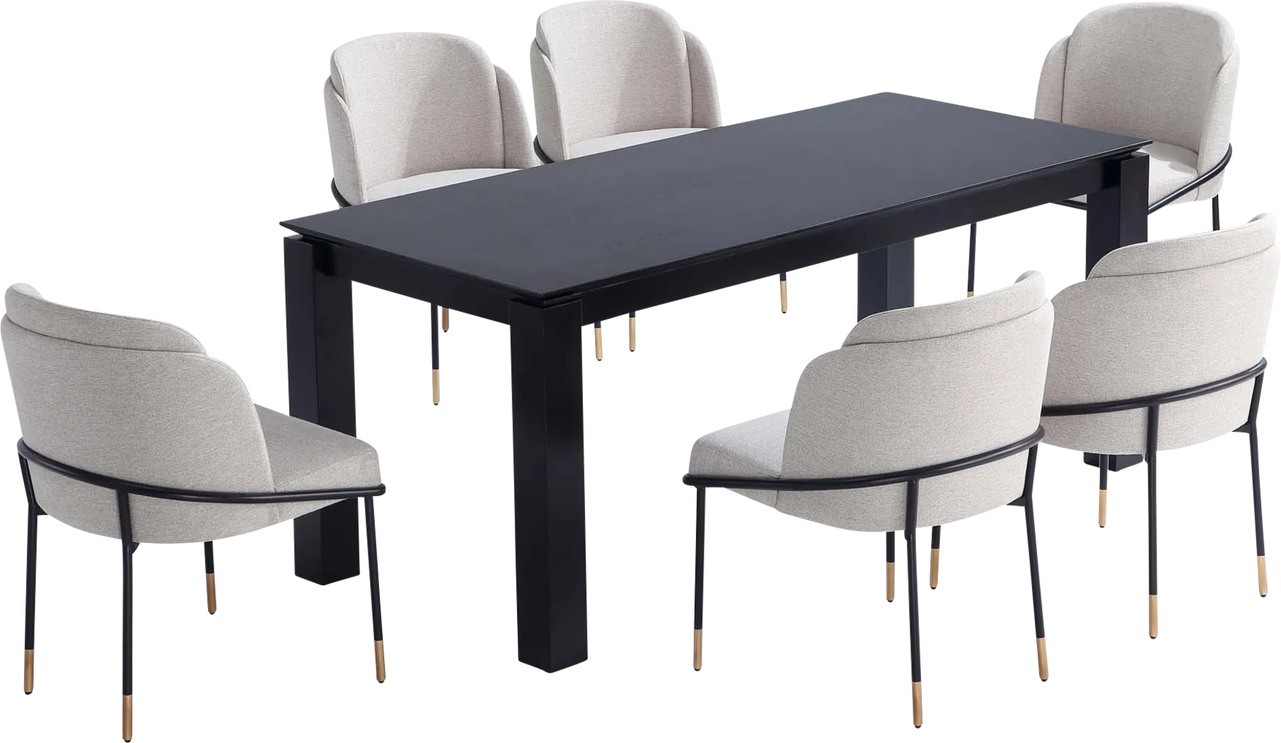 Bluebonnett Black and Beige 7 Pc Dining Table Set - Thumbnail - Image 1