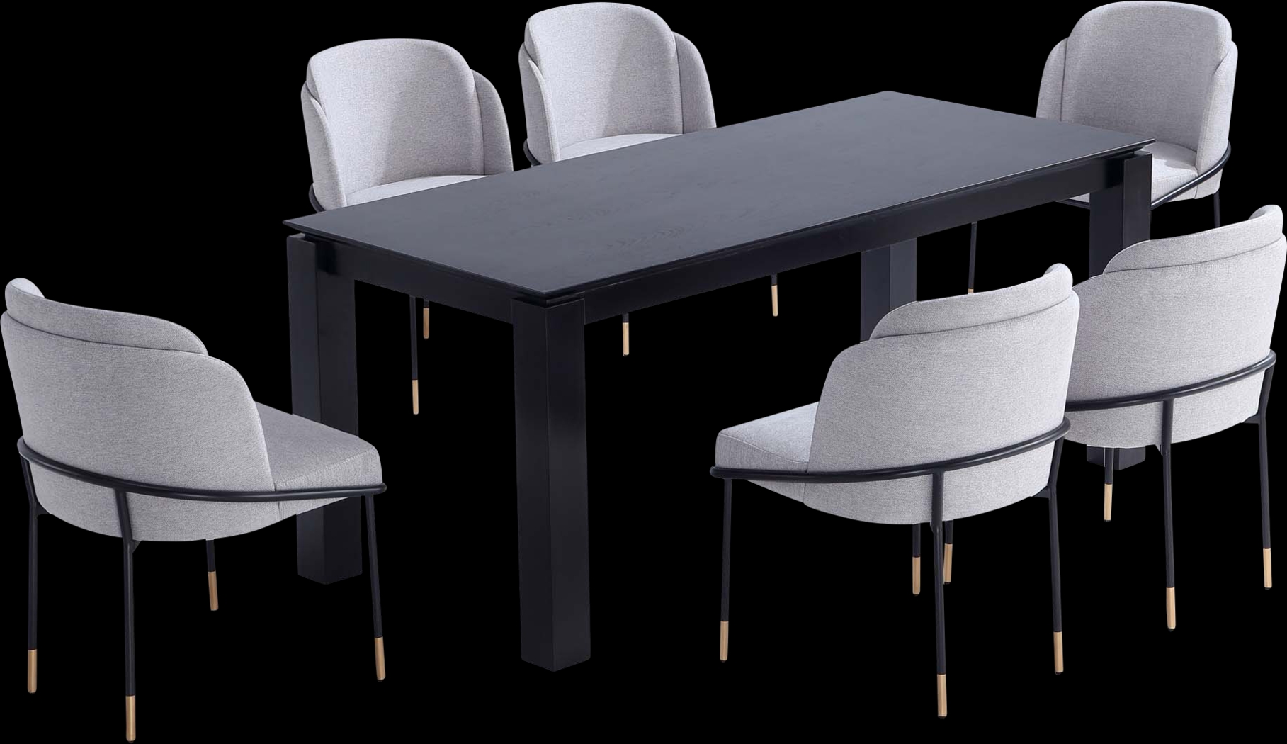 Bluebonnett Black and Gray 7 Pc Dining Table Set - Thumbnail - Image 1