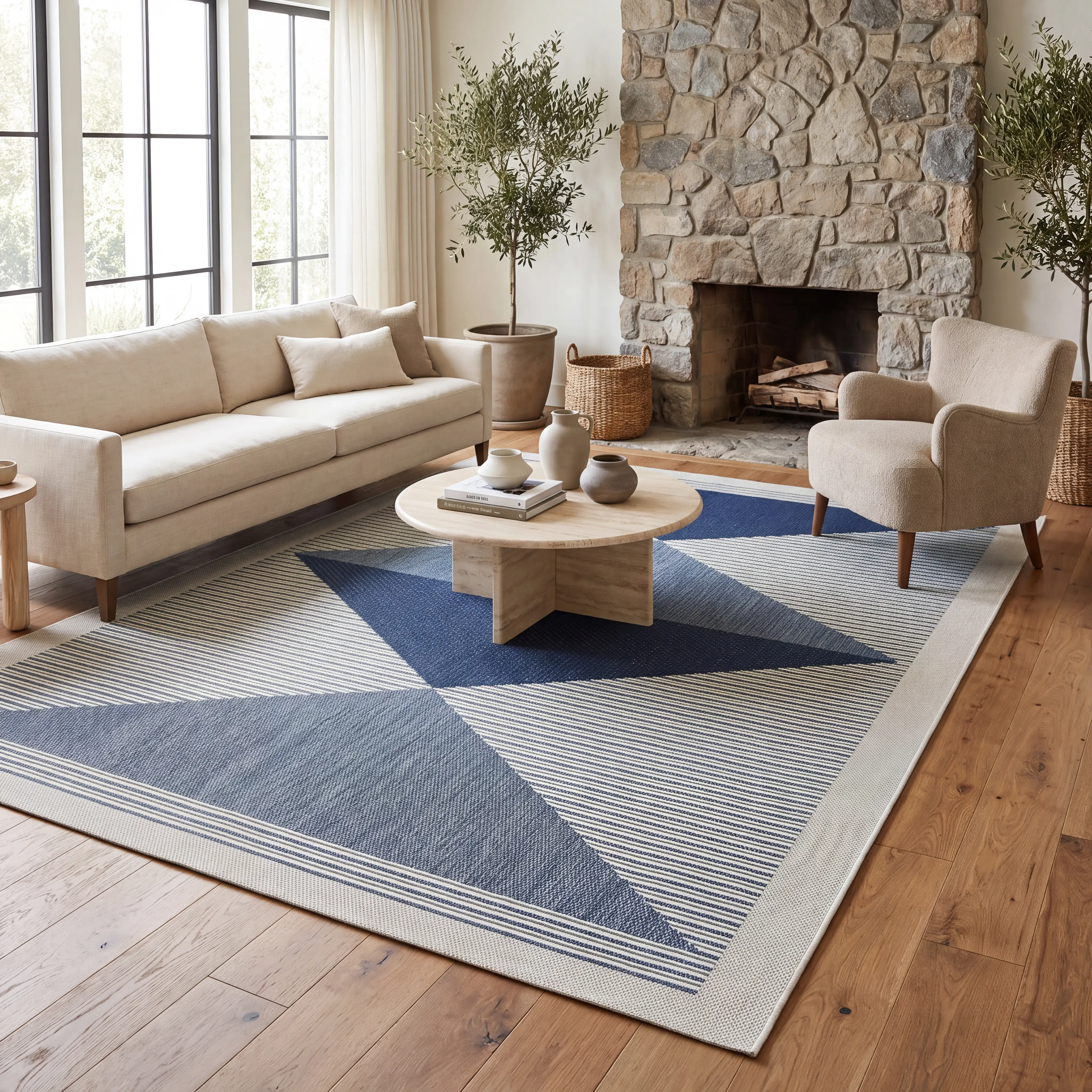 Blythe Blue 5'3 x 7' Indoor/Outdoor Rug - Thumbnail - Image 2