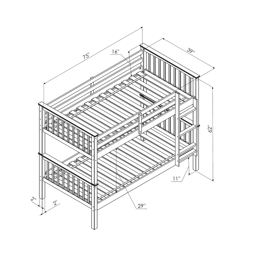 Kids Bobterry Gray Twin Bunk Bed - Thumbnail - Image 6