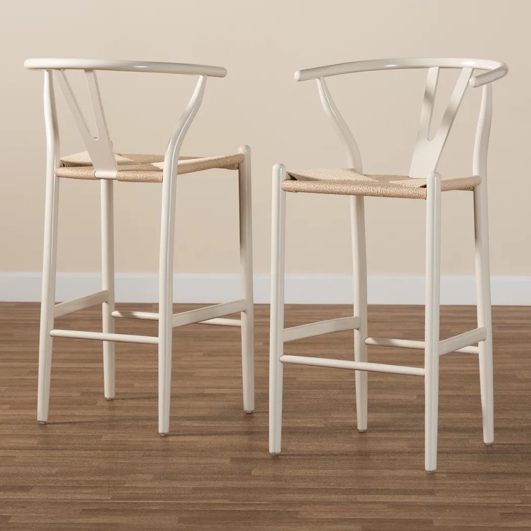 Boilvin White Barstool, Set of 2 - Thumbnail - Image 2
