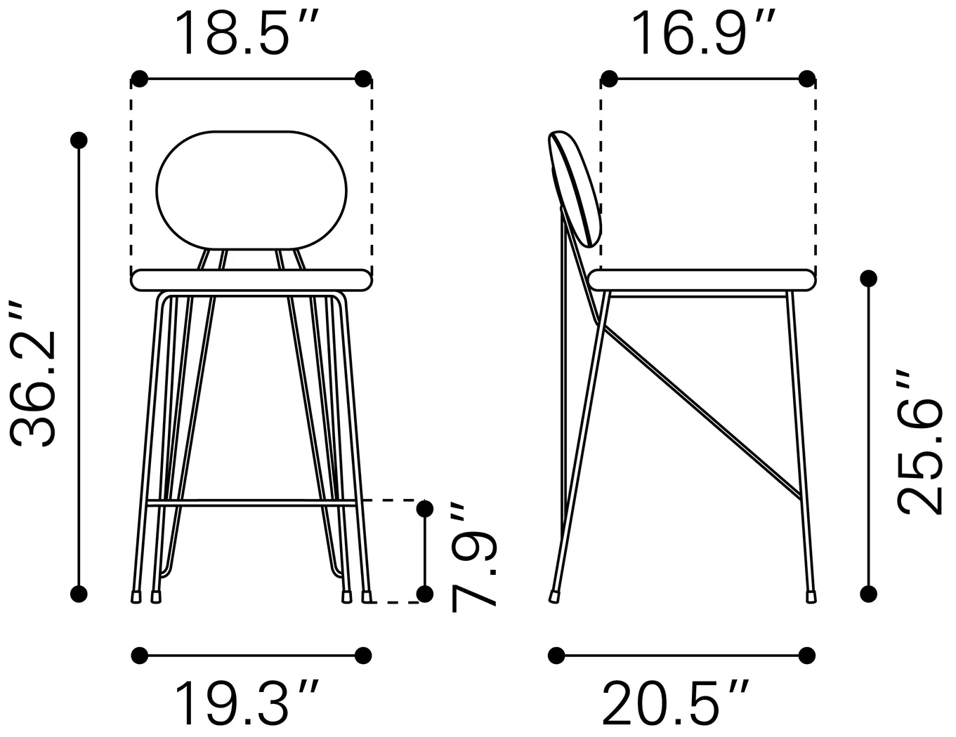 Bolivar Gray Counter Height Stool, Set of 2 - Thumbnail - Image 9