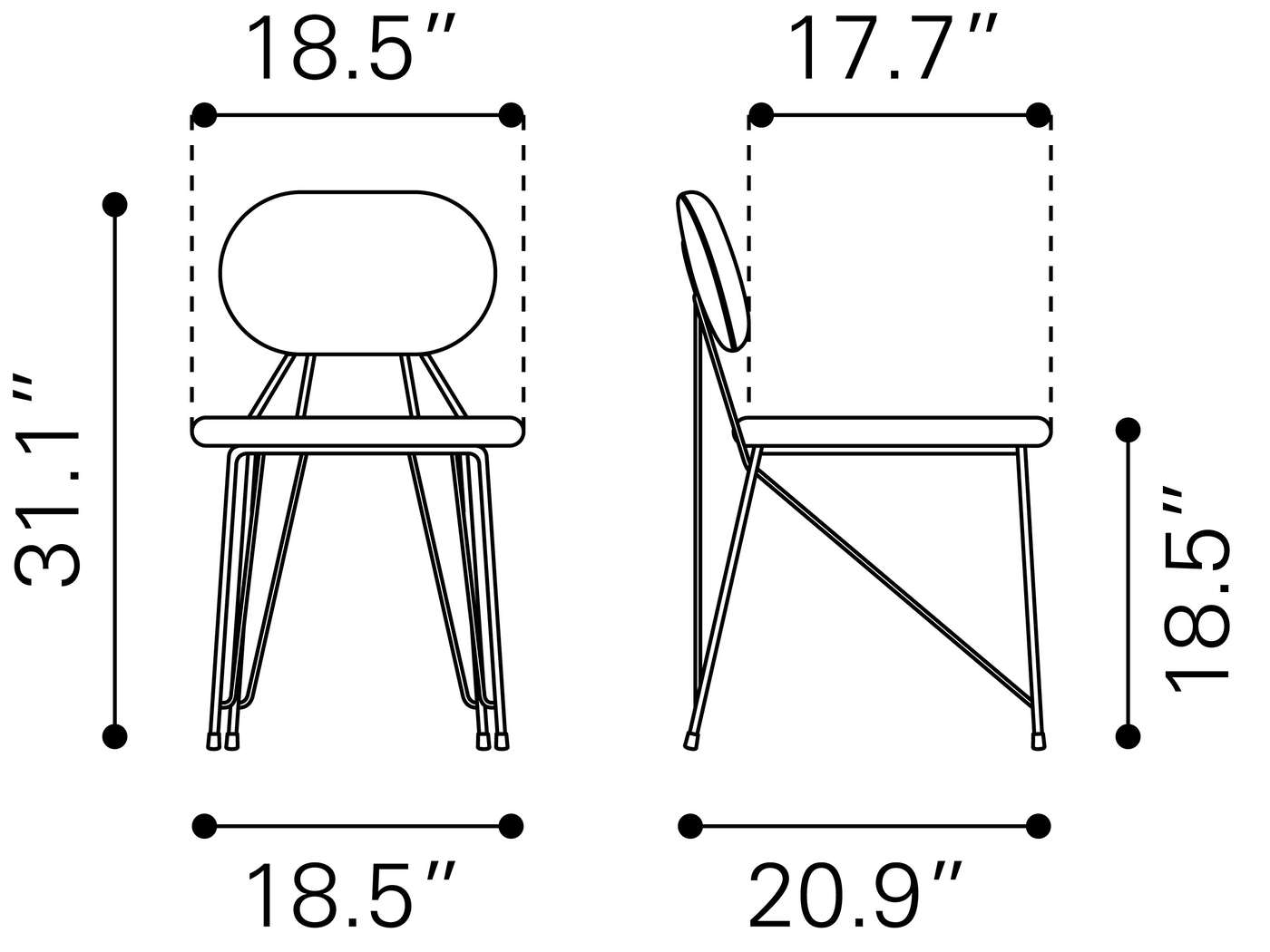 Bolivar Gray Side Chair, Set of 2 - Thumbnail - Image 11