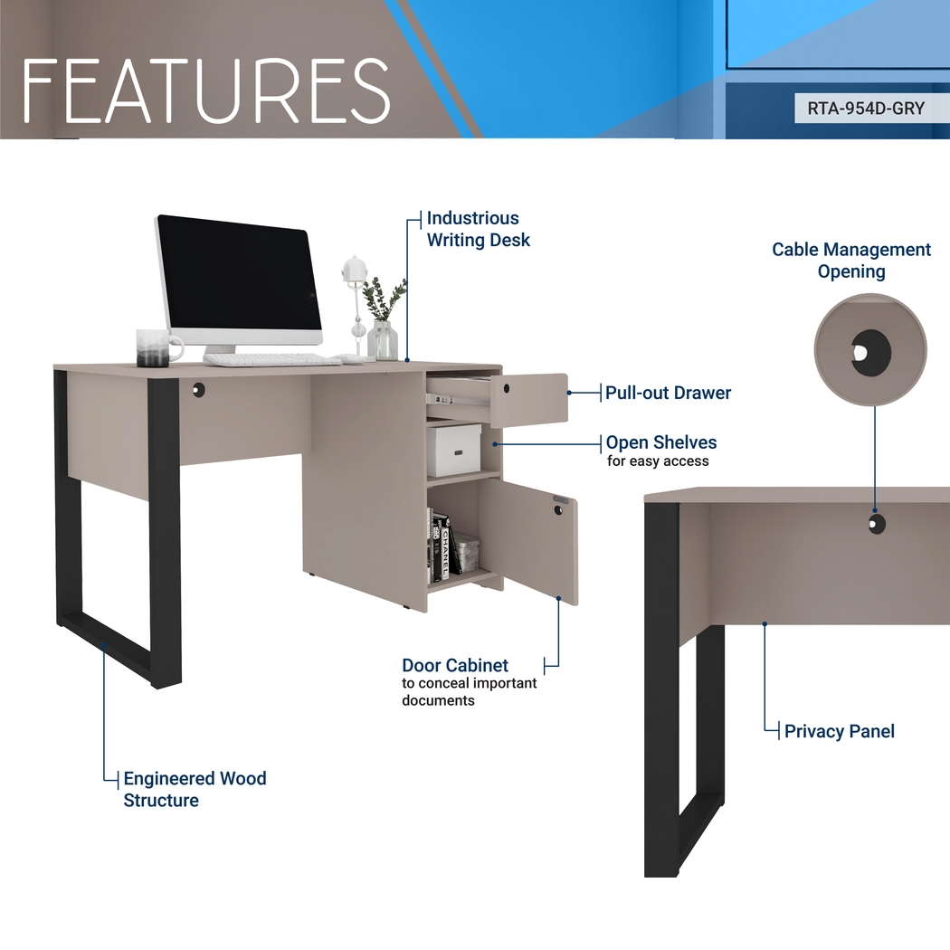 Bomoni Gray Writing Desk - Thumbnail - Image 3