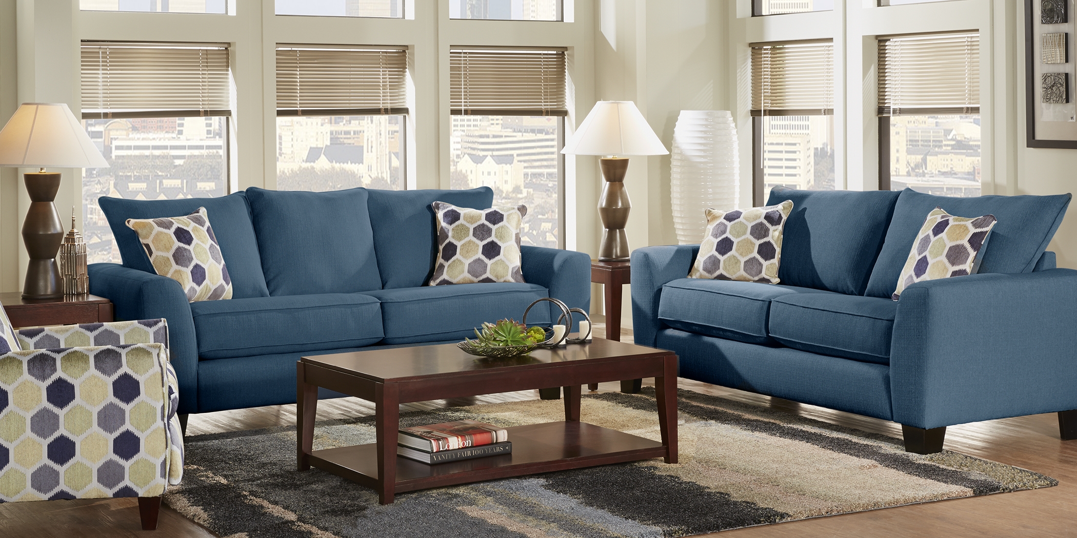 Bonita Springs 2 Pc Blue Living Room - Thumbnail - Image 1
