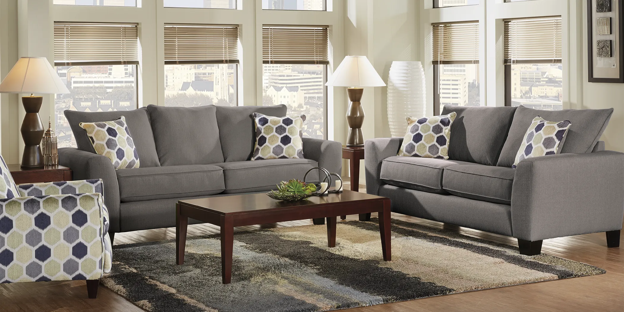 Bonita Springs 6 Pc Gray Living Room Plus HDTV - Thumbnail - Image 1