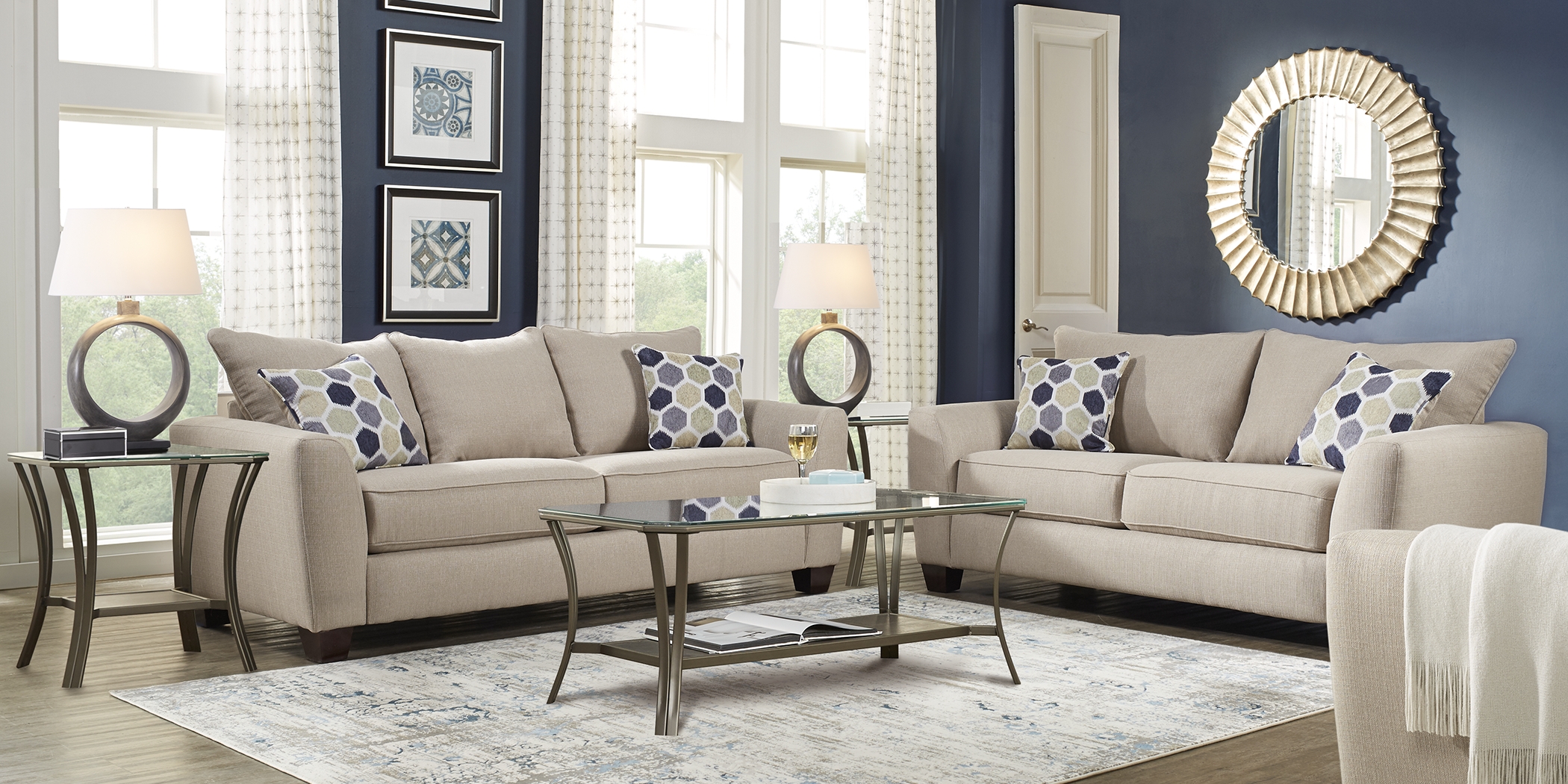Bonita Springs Beige 7 Pc Living Room - Thumbnail - Image 1